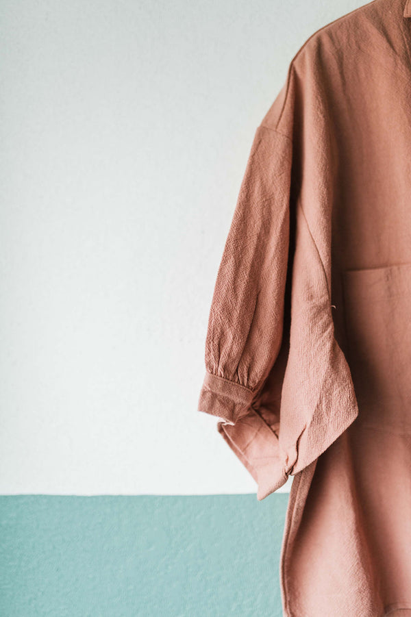 button down crop shirt | dusty rose