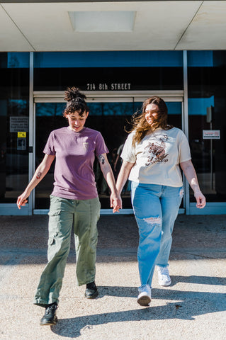 yeehaw skeleton + armadillo | cream comfort colors boxy cropped tee