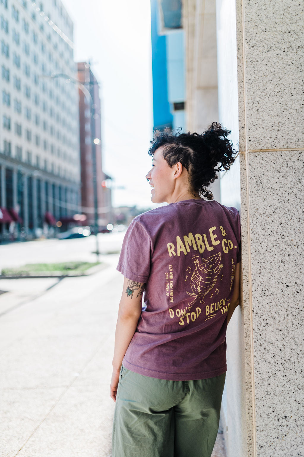 don't stop believing armadillo | berry comfort colors tee