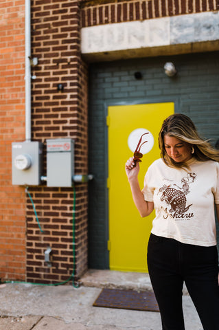 yeehaw skeleton + armadillo | cream comfort colors boxy cropped tee