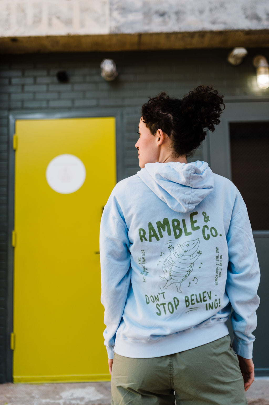 don't stop believing armadillo | hydrangea lightweight comfort colors hoodie