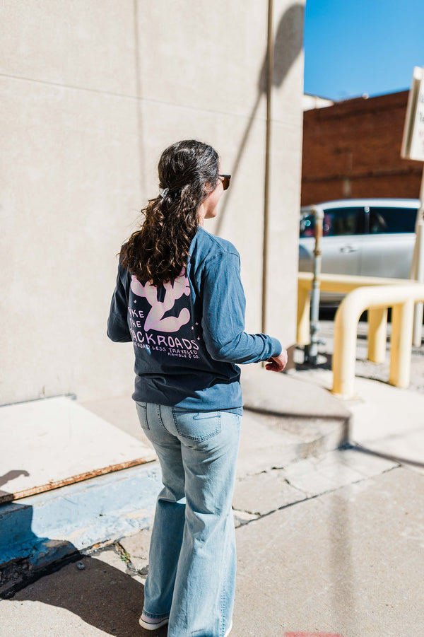 take the backroads | denim long sleeved comfort colors tee