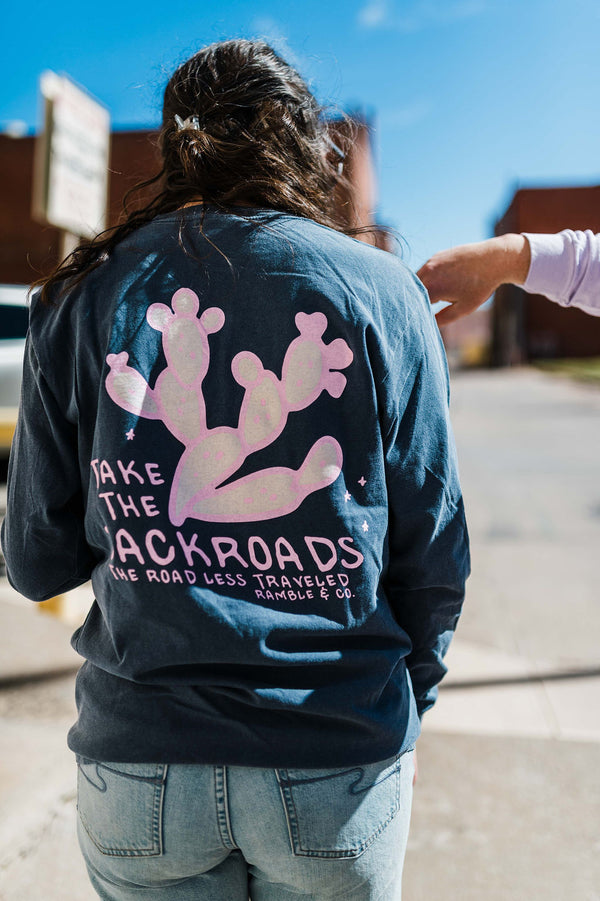 take the backroads | denim long sleeved comfort colors tee