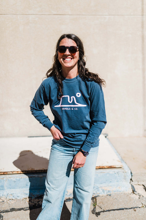 take the backroads | denim long sleeved comfort colors tee