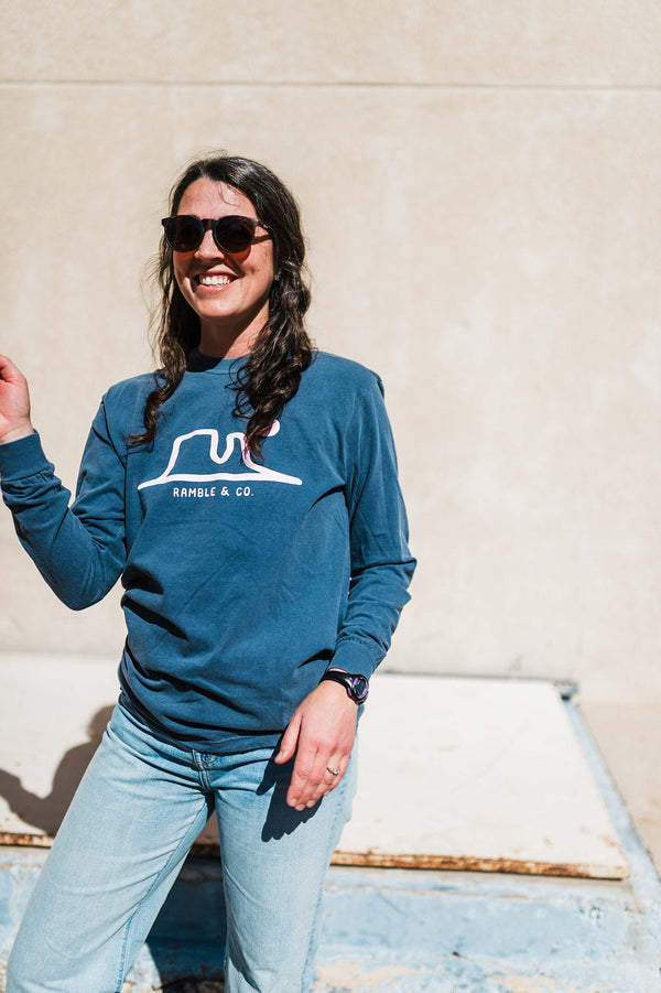 take the backroads | denim long sleeved comfort colors tee