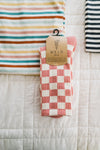 checkerboard crew socks | blush + cream