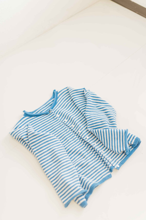striped knit cardigan | blue