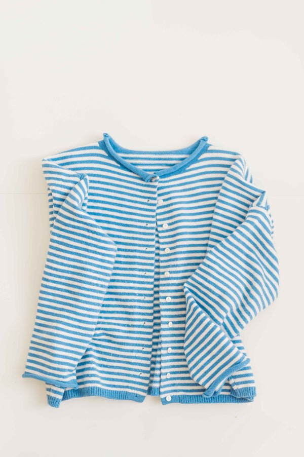 striped knit cardigan | blue