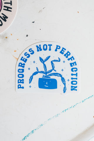 progress not perfection blue | sticker