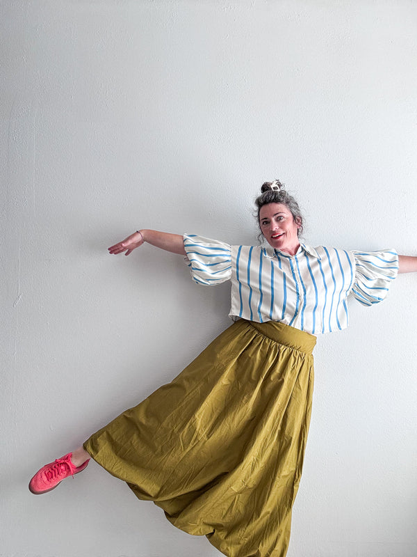 bubble wide waistband long skirt | palms