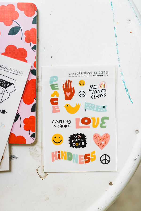 sticker sheet | peace love & kindness