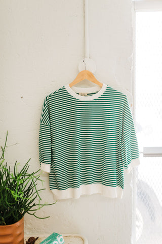 penny loose fit top | apple green stripe