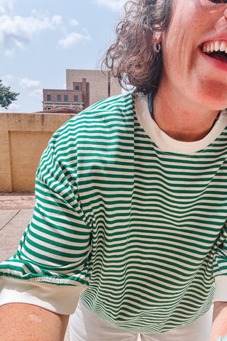 penny loose fit top | apple green stripe