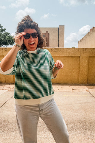 penny loose fit top | apple green stripe