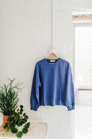 warm long sleeve french terry sweatshirt | dusty indigo