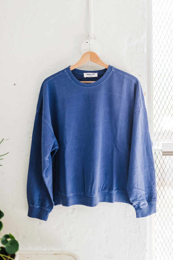 warm long sleeve french terry sweatshirt | dusty indigo