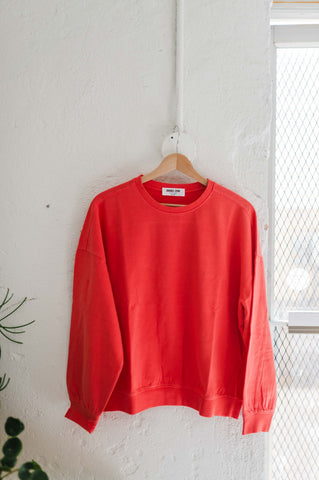 warm long sleeve french terry sweatshirt | coral