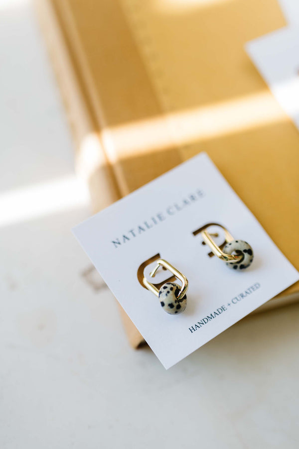 dalmatian jasper hoops | 14k gold plated earrings