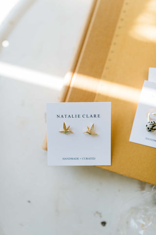 hummingbird stud earrings | 24k gold earrings