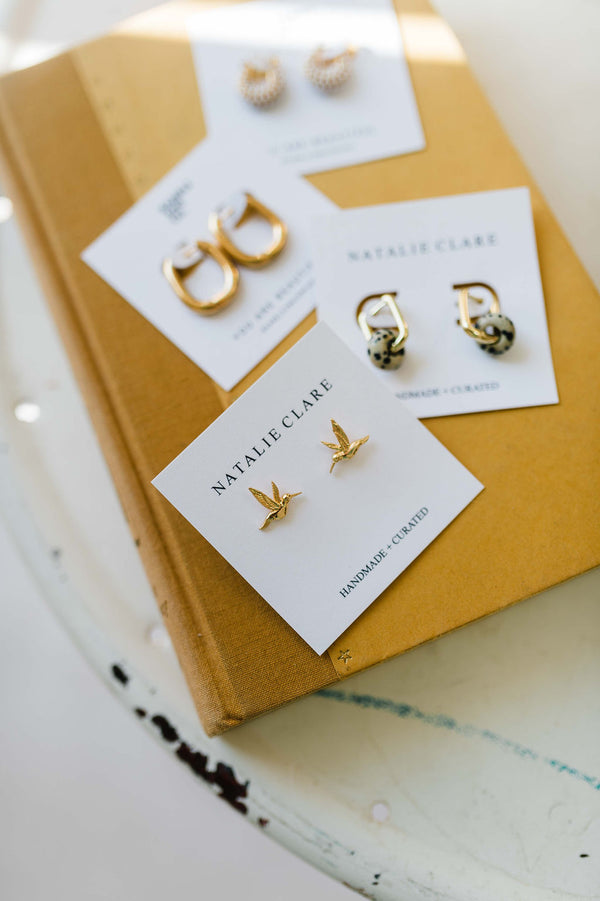 hummingbird stud earrings | 24k gold earrings