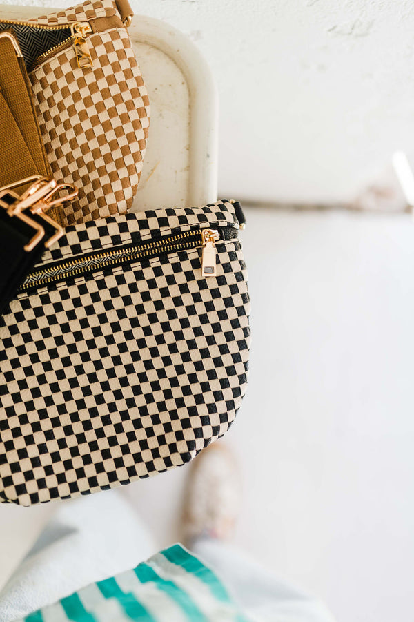 westlyn woven bum bag | checkered black