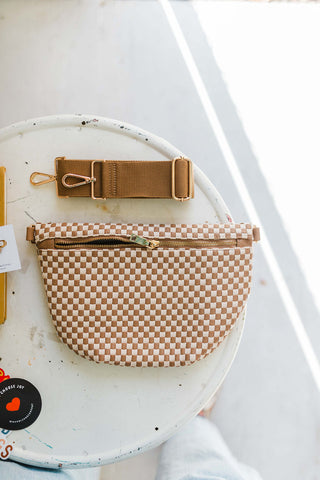 westlyn woven bum bag | checkered tan