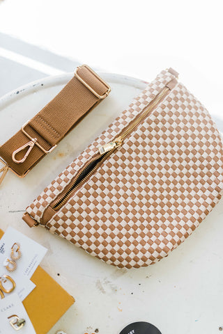 westlyn woven bum bag | checkered tan