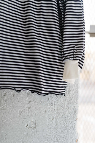 oversized striped long sleeve pullover top | black