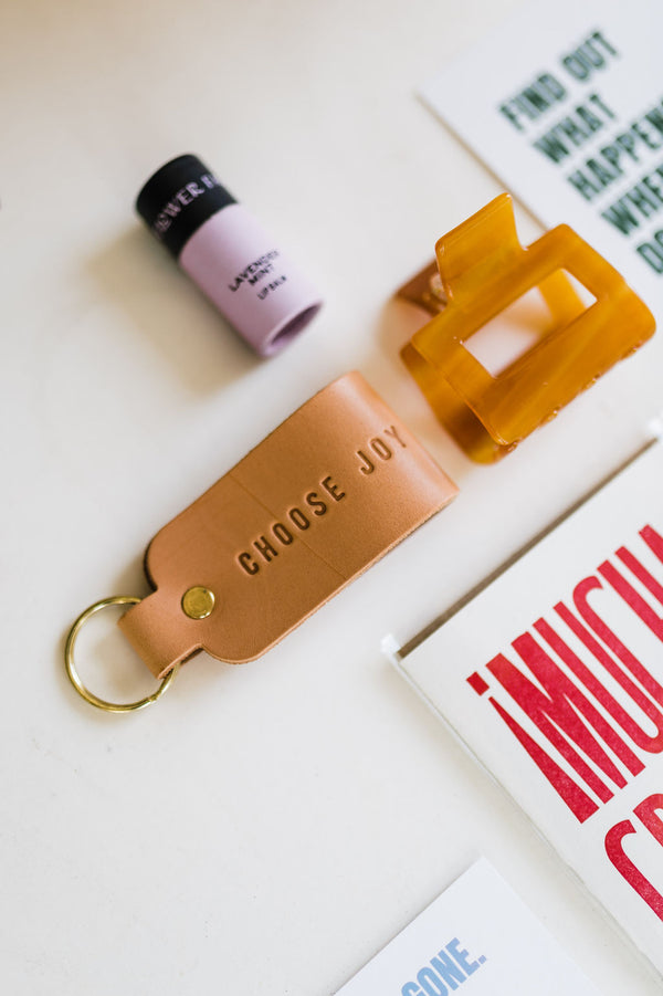 choose joy | leather loop key fob