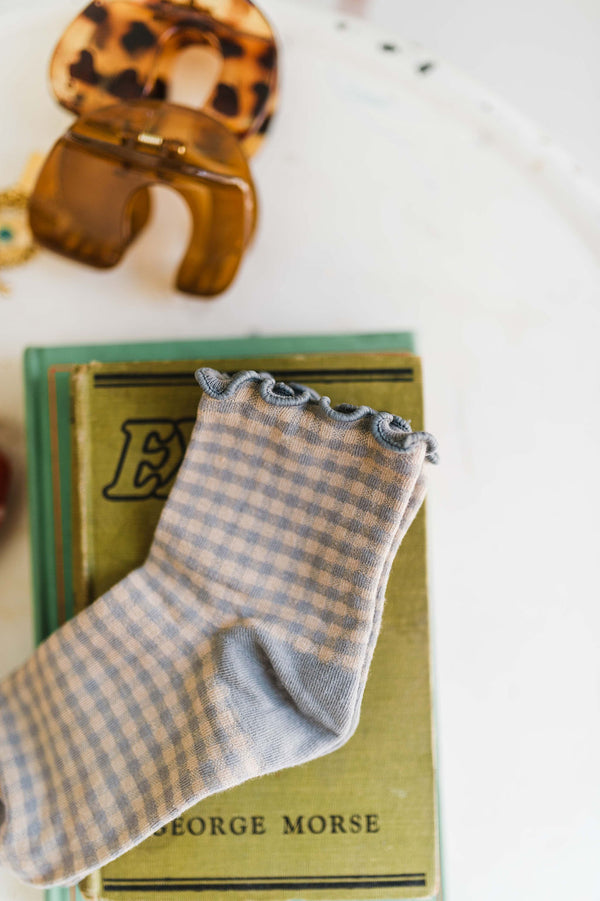 check plaid ruffle socks | multi