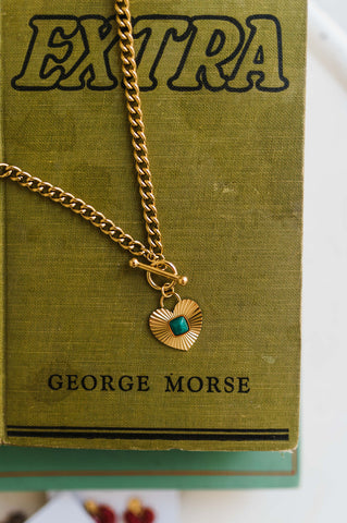 green heart chain | 18K gold non-tarnish necklace