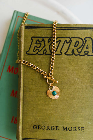 green heart chain | 18K gold non-tarnish necklace