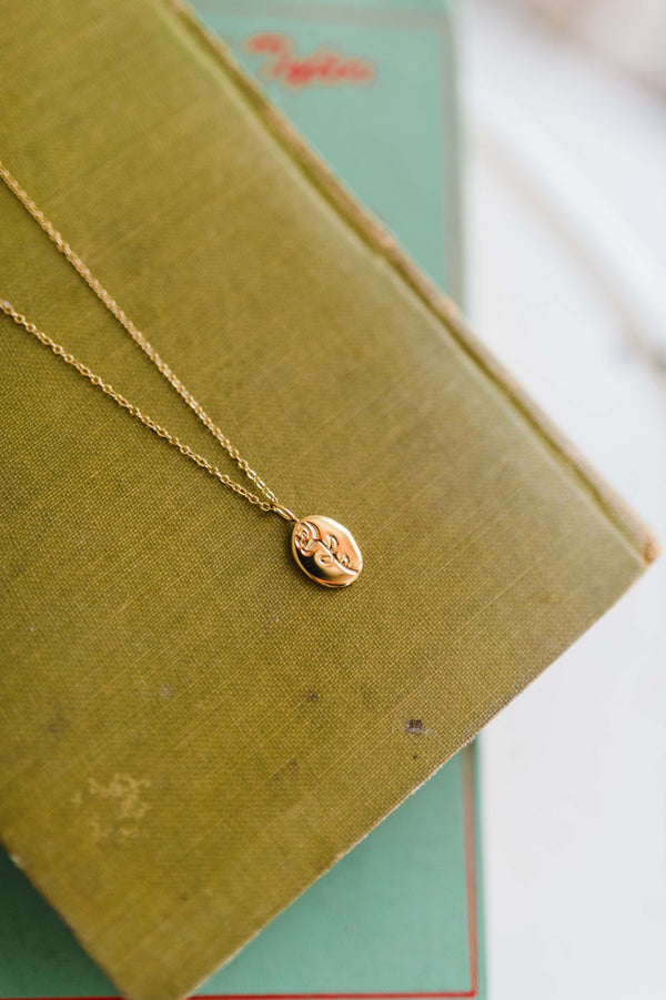 rose coin pendant  | 18K gold non-tarnish necklace