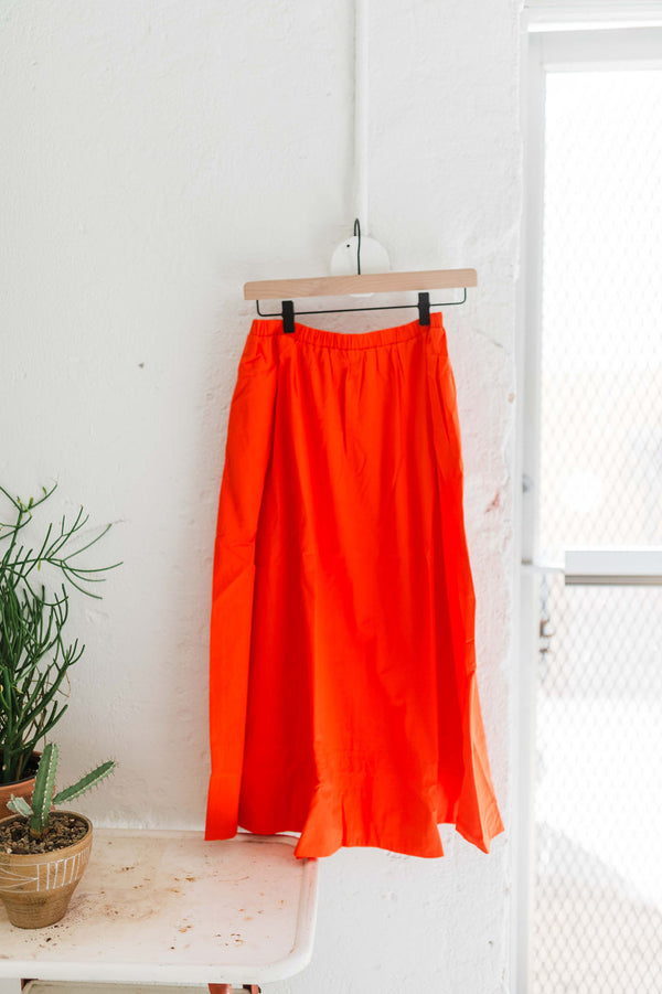 romantic high-waist midi skirt | tomato