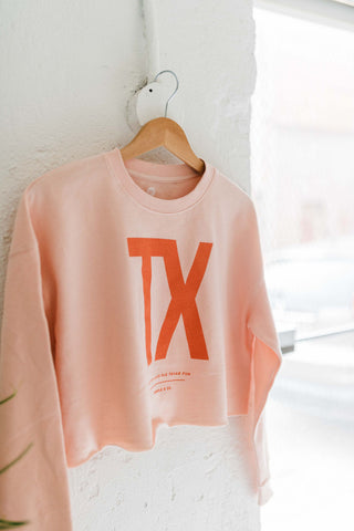 tx | blush crop lightweight sweatshirt