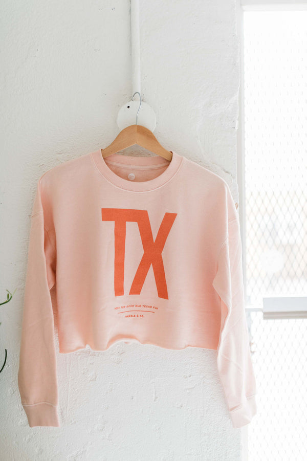 tx | blush crop lightweight sweatshirt