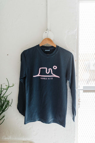 take the backroads | denim long sleeved comfort colors tee