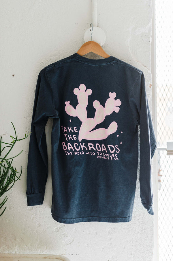 take the backroads | denim long sleeved comfort colors tee