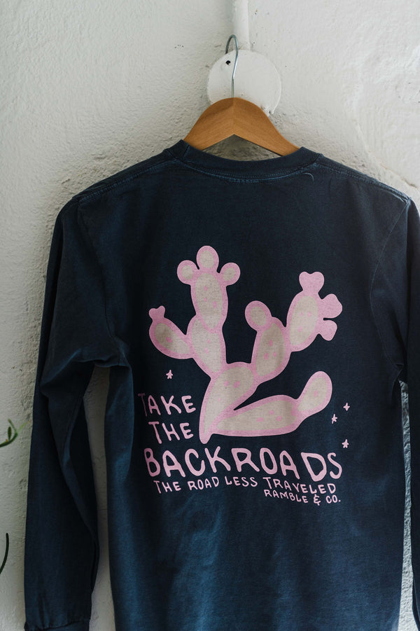 take the backroads | denim long sleeved comfort colors tee