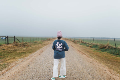 take the backroads | denim long sleeved comfort colors tee