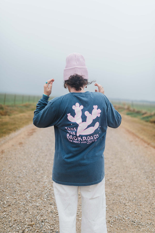 take the backroads | denim long sleeved comfort colors tee