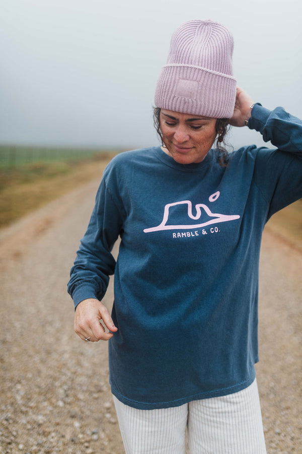 take the backroads | denim long sleeved comfort colors tee