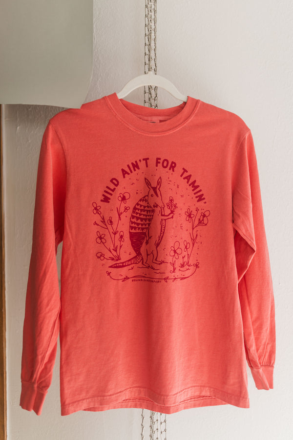 wild ain't for tamin' bloom | watermelon comfort colors long sleeve