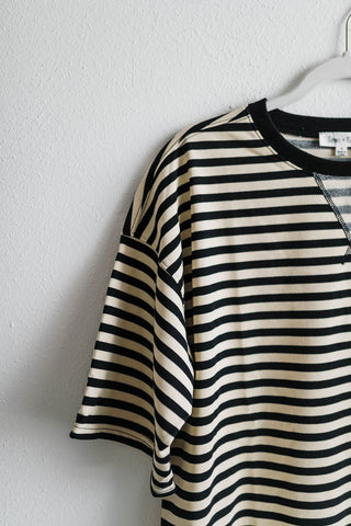 striped oversized top | black + cream
