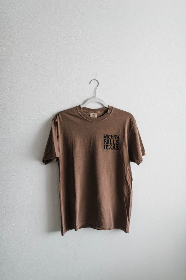 fake falls biking armadillo | espresso comfort colors tee