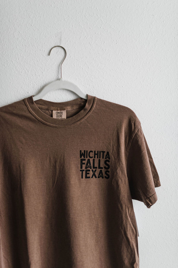 fake falls biking armadillo | espresso comfort colors tee
