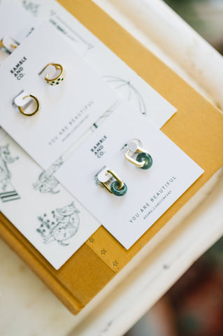 green jade donut drop earrings | 14k gold filled