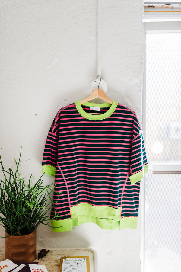 wanda colorblock striped tunic | green stripe