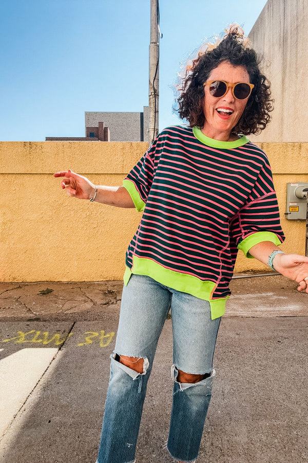 wanda colorblock striped tunic | green stripe