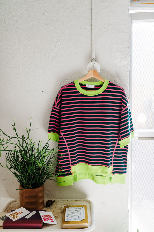 wanda colorblock striped tunic | green stripe